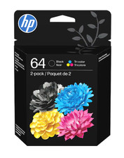 HP 64 Black Tri-Color Ink Cartridges Printers Eligible 2-Pack X4D92AN