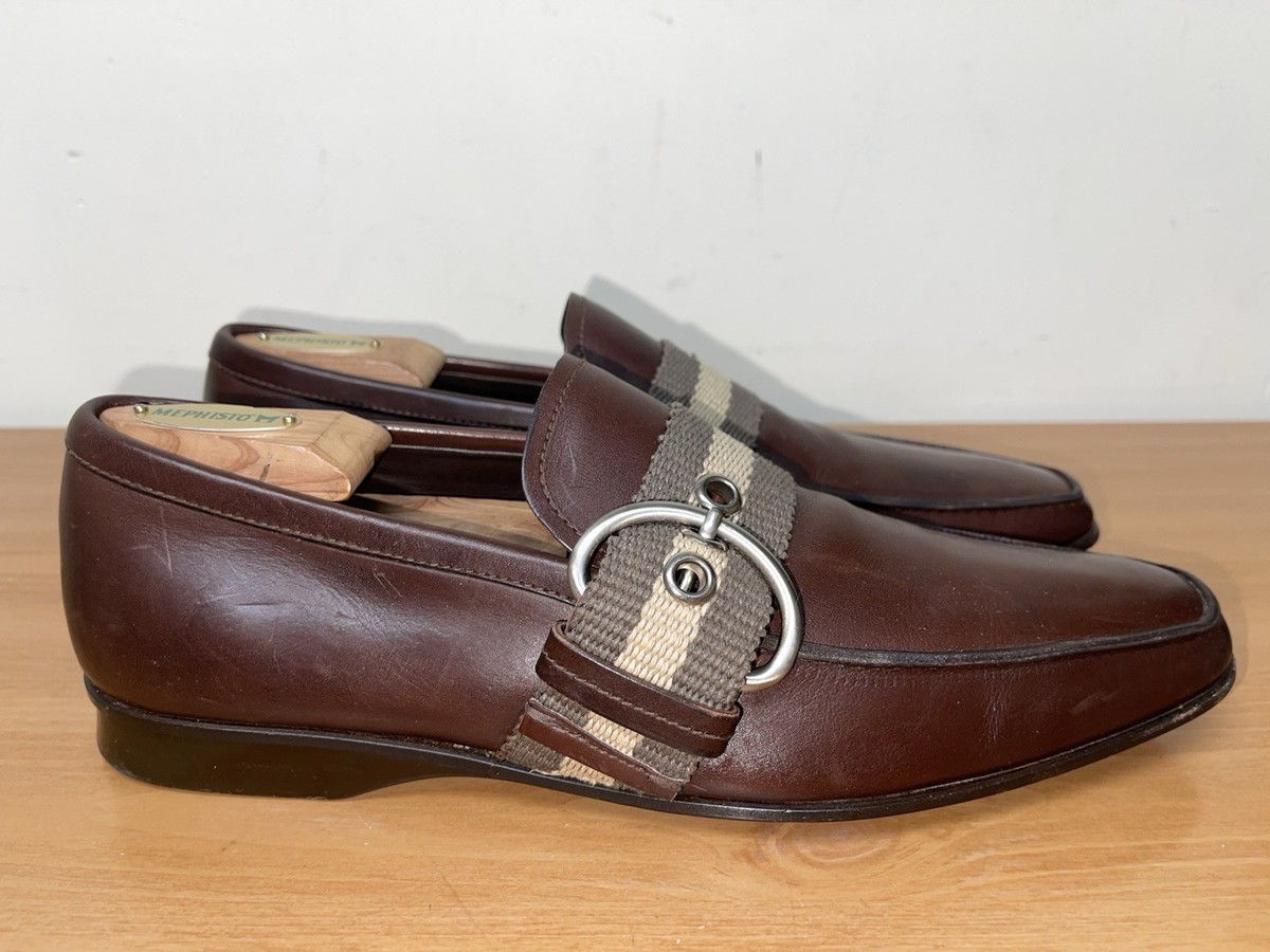 Prada Shoes Monk Strap w Buckle Brown Leather Loafers Sz 9 