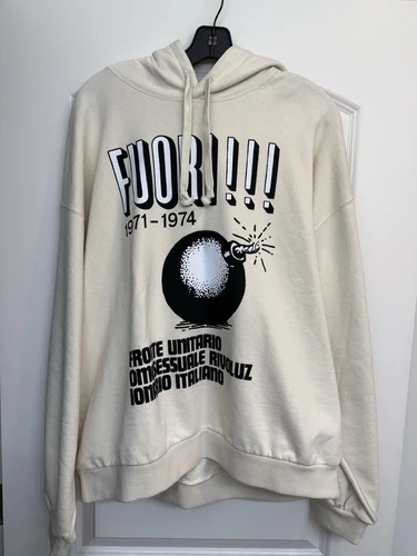 Gucci 721427 Fuori Felpa con Cappuccio Stampa Logo Posteriore Scatola Silhouette Taglia Large