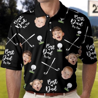 Personalized Photo Polo Shirt Best Dad By Par Golf Gift for Dad Grandpa