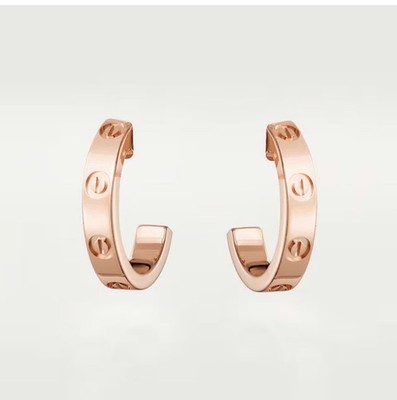 Cartier LOVE HOOP EARRINGS, SMALL MODEL 18K 750 Rose Pink Gold New W Box & Cert