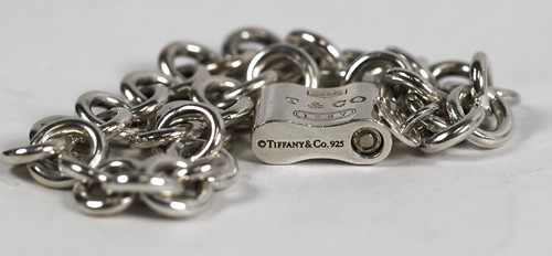 Tiffany & Co. 1837  Silver 925 Padlock Charm Round Link Bracelet Sz 6.75" - Picture 3 of 19