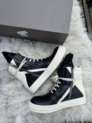 Rick Owens Geobasket Two Tone Leather | Black / White | Size UK7 EU41 | High