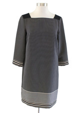 Ann Taylor Black Beige Polka Dot Shift Dress Size 2 Square Neckline Casual