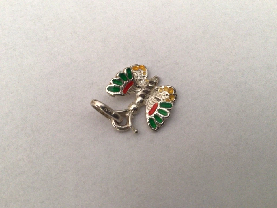 Ciondolo Farfalla Argento 925 e Smalto Vintage - Immagine 3 di 4