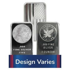 Secondary Market 5-oz Hallmarked .999 Fine Silver Bar 93.91 per troy oz