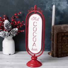 Hot Cocoa Bar Metal Sign Red and White Hot Cocoa Bar Sign