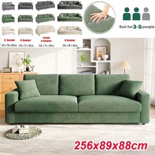 4 Seater 256cm Corduroy Sofa Jumbo Cord Modern Sofa Couch Seats with 2 Pillows