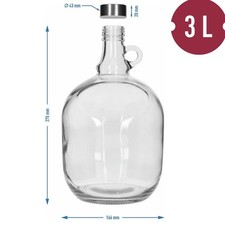 3L Dama Glass Demijohn with Metal Cap & Handle – Wine, Beer, Mead Fermenter