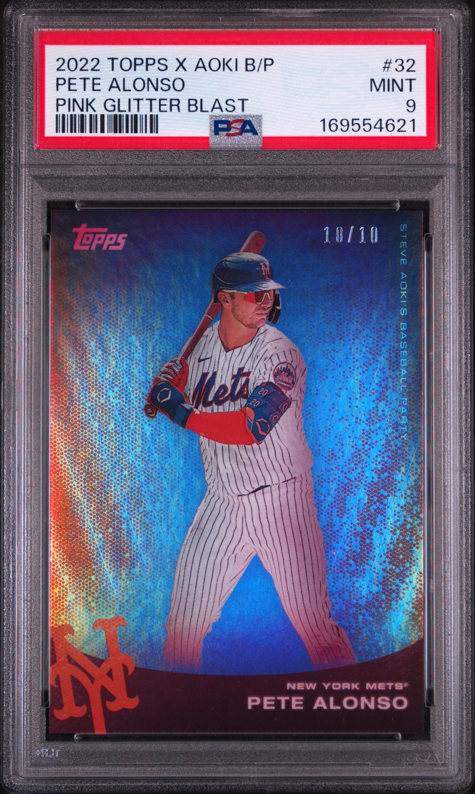 2022 TOPPS X STEVE AOKI BASEBALL PARTY #32 PETE ALONSO 10/10 PSA 9