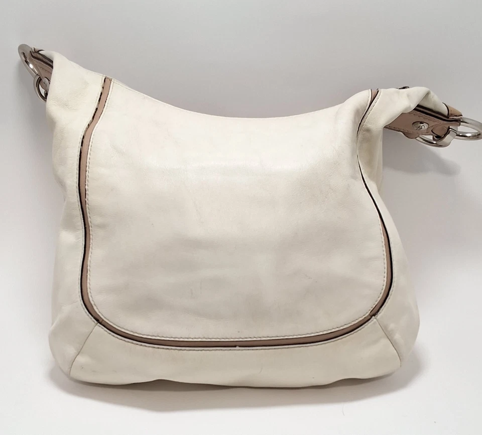 Bolso de hombro Coach Kristin Spectator de cuero blanco/beige B1376-F22509 Foto 4 de 4
