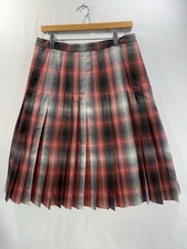 Pendleton 100 Virgin Wool Pleated Plaid Skirt Orange Gray Size 10 Made in USA