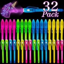 32 Pack 2 Style Invisible Ink Pen with UV Black Light,Christmas Party Favor for 
