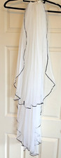 Wedding Bridal Veil White With Black Piping