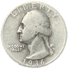 1936-S Washington Quarter Better Date 90% Silver Semi-Key San Francisco Coin