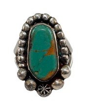 Native American Sterling Silver 925 Turquoise Beaded/ Braid Ring Size: 5.75 