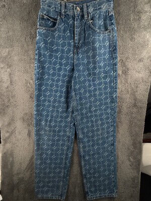 Iets Frans Jeans Womens 26W Monogram Baggy Denim Urban Outfitters AOP Trouser