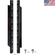 2-Pack of 8U Rack Rails - Heavy-Duty Black Powder Coated for Pro Audio