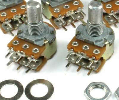 2pcs Dual 10K Ohm Audio Potentiometer Taper + Panel Nuts, Center Detent