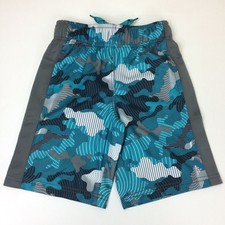 Gymboree Gymgo Boys Teal Camo Polyester Athletic Pull-On Shorts, Size XS (4) NEW