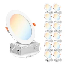 PARMIDA (12 Pack) 6 Inch Dimmable 5CCT Ultra-Thin LED Recessed Ceiling Light ...