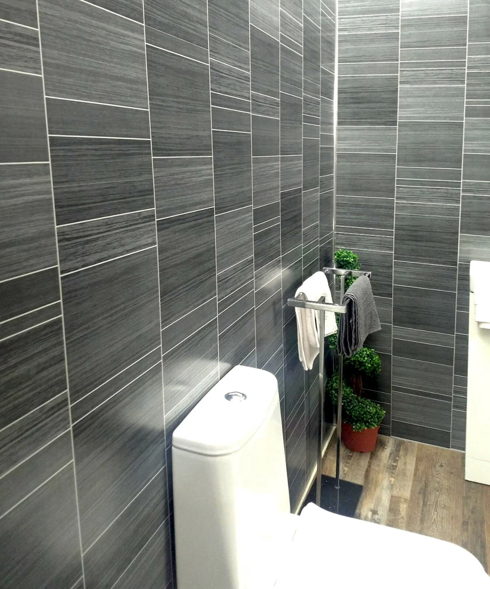 Executive Grey Tile Effect PVC Bathroom Cladding Panels 8mm Wet