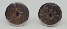 VINTAGE MASONIC CUFFLINKS FREEMASONRY SILVERTONE CIRCLES ESTATE CLEANOUT FIND