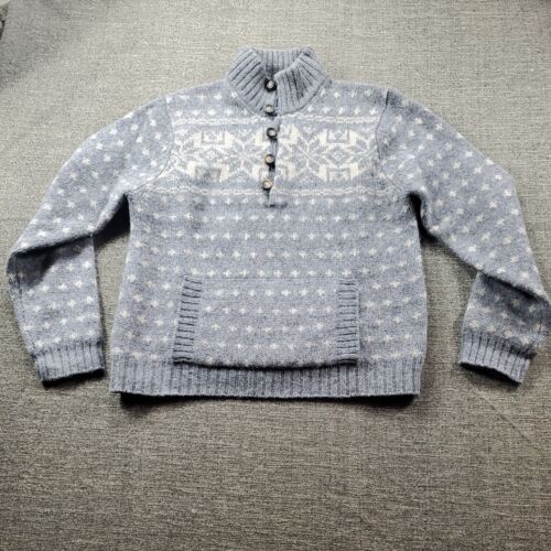 Abercrombie & Fitch Mens 100% Wool Ski Sweater Snowflake Heavy Muscle Size XL - Picture 1 of 14