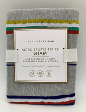 Pottery Barn Teen Retro Sports Stripe Sham Standard Gray Multi 2T