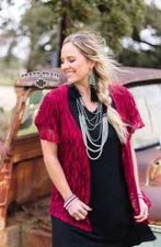 CLEARANCE - Kassidy Kimono ** Wine - One Size (Reg. $32.95)