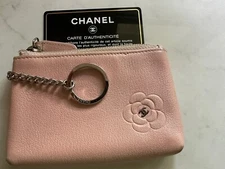 CHANEL butterfly Camellia Key Holder Case Coin purse Pink