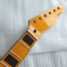 Yellow Guitar Neck 22fret 25.5inch Maple Fretboard Block Inlay Bolt On heel