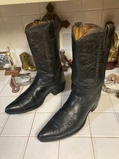DOUBLE H QUALITY BOOTS USA MADE WESTERN BLACK LEATHER COWBOY BOOTS 11 D Vintage