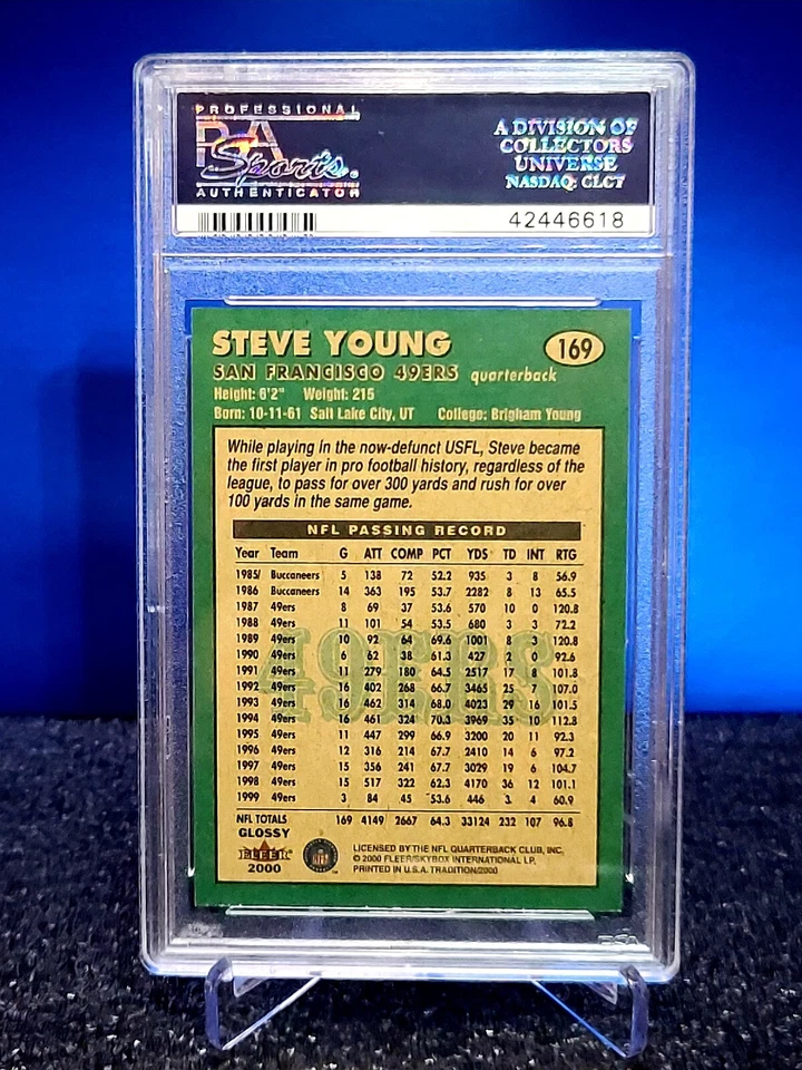 2000 Fleer Glossy #169 Steve Young PSA 10 Gem Mint San Francisco 49ers HOF - Image 2 of 2