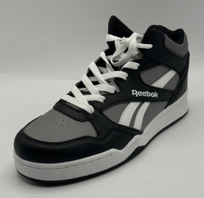 Reebok High Tops Grey Black White Kids Size 6k Shoes Sneakers