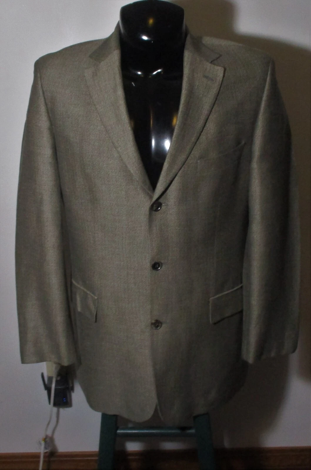 HUGO BOSS Taupe Brown Linen Blazer Suit Jacket Size 40 Long