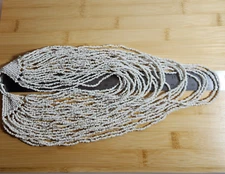 Handmade Artisan SEED BEAD White Multi-Layered  Necklace