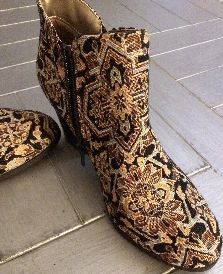 Style & Co. Mujer Masrinaaf Botín Tela Estampado Geométrico Negro Multi 6M Foto 4 de 4