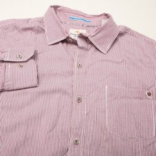 Tommy Bahama Shirt Men Extra Large Red Striped Pocket Long Sleeves