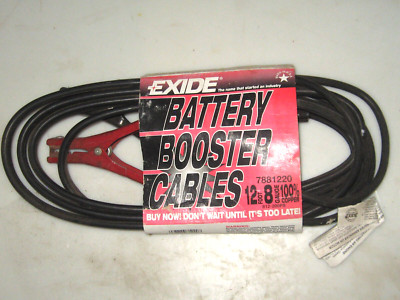100% Copper Booster, Jumper Cable Set, 12 ft, 8 Gauge, USA made, EXIDE # 7881220