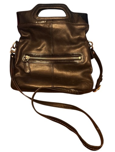 Coach Bonnie Black Leather Foldover Shoulder Bag Purse Satchel Crossbody #13388 - Picture 8 of 8