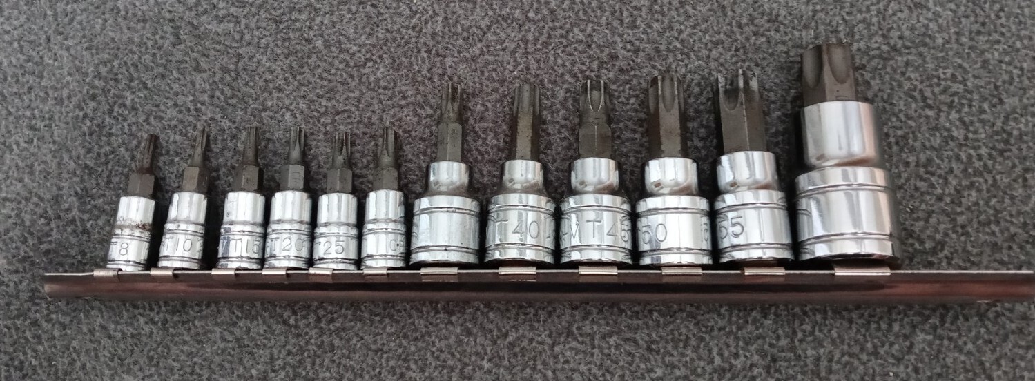 Generix Sockets Generic 12pc Torx Drive Sockets T-8 min, T-60 max, CR-V, 1/4, 3/8, 1/2 ...