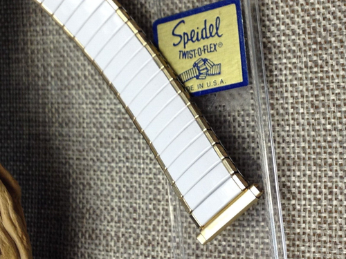 LUXURY SPEIDEL TWIST FLEX WHITE & GOLD METAL WATCH BRACELET BAND 16 17 18 19 mm - Picture 3 of 8
