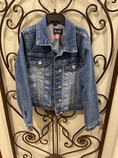 The Children's Place Girls Blue Denim Long Sleeve Button Down Jean Jacket Sz 7/8