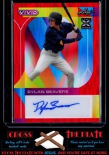 1-2022 Leaf Vivid Red Auto Dylan Beavers Baltimore Orioles 13/35 #BA-DB1