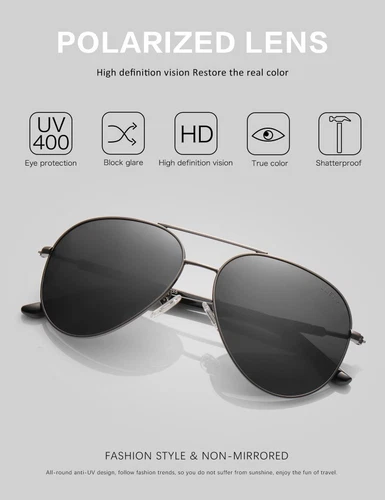 Unisex Classic Aviator Sunglasses Driving Sun glasses Polarized Lens UV Blocking - Picture 4 of 6