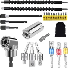 Flexible Drill Bit Extension and Universal Socket Wrench Tool Set, Hex Shank 105