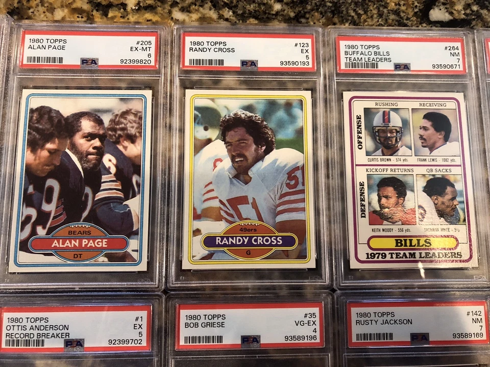 1980 TOPPS- NFL PSA Lot of 36--STAUBACH, FOUTS, LARGENT, UPSHAW, GUY----SEE PICS - Image 3 of 4
