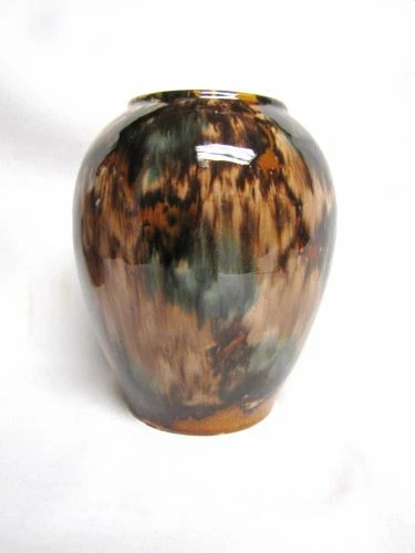 6 ½” Brush McCoy Art Pottery Brown Onyx Vase Drip Glaze Vintage Mint 1 of 2