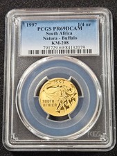 ? 1997 South Africa Natura Buffalo 1/4 oz .9999 Gold Proof Coin PCGS PR69 DCAM 5119.96 per troy oz